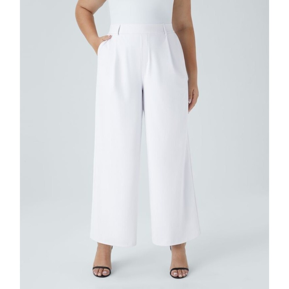 NWT Halara Flex Daystretch High Waisted Pocket Straight Leg White Size Large
